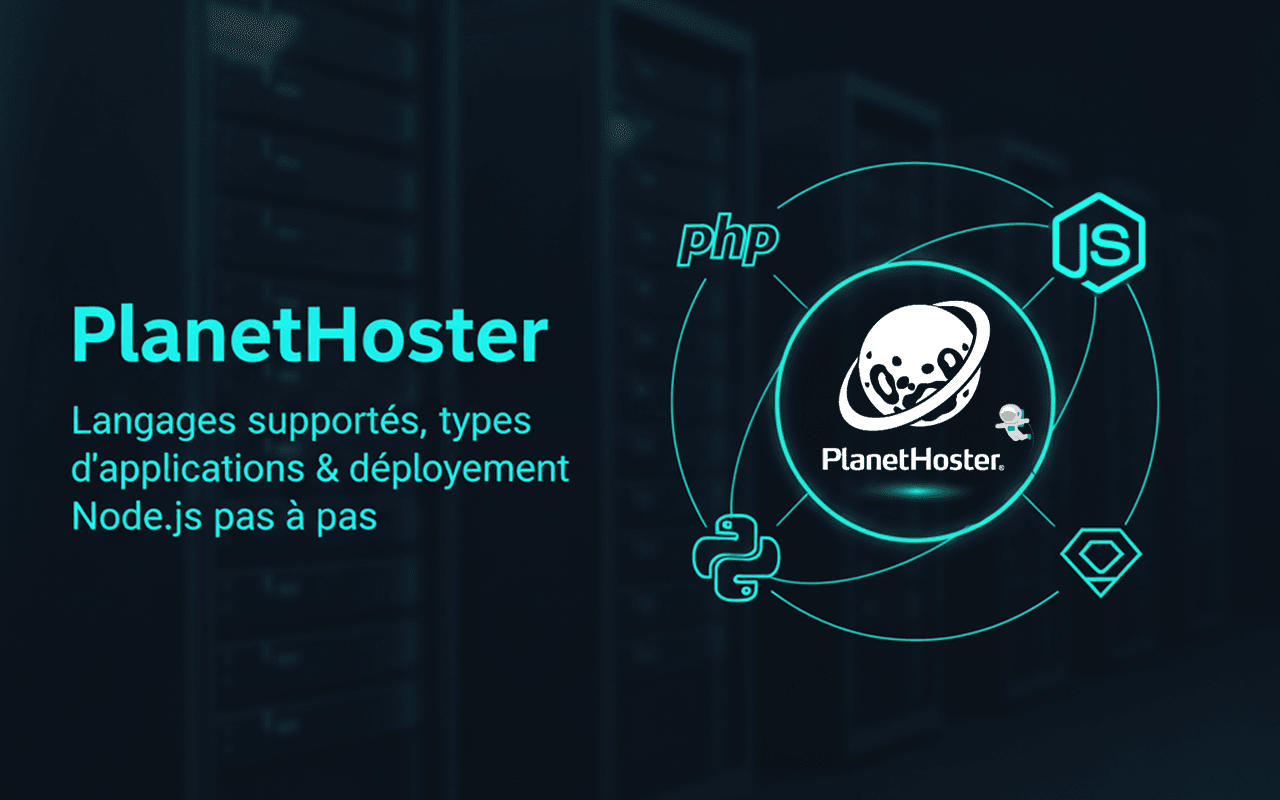 PlanetHoster 2025 : Guide complet - Langages supportés, types d'applications et déploiement Node.js étape par étape