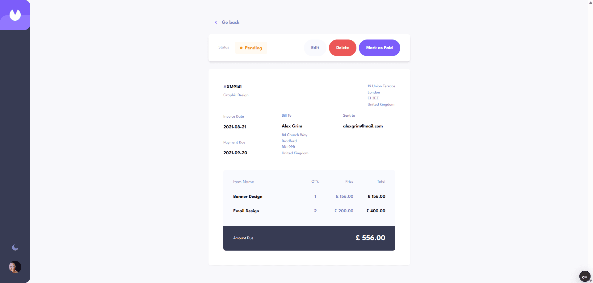 Détail d'une facture