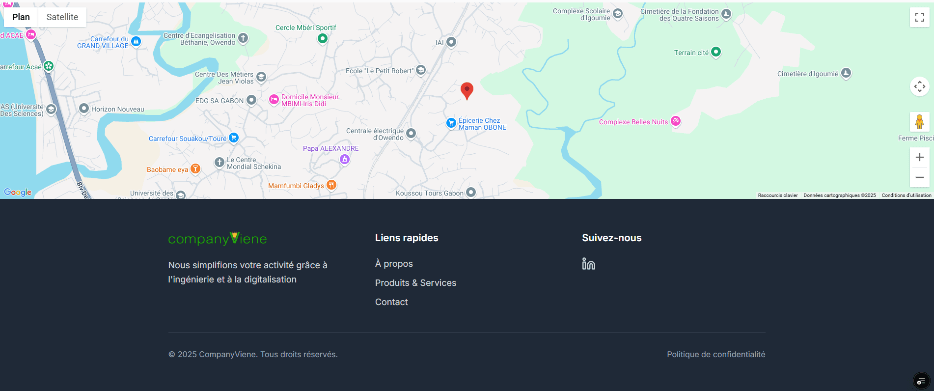 Footer responsive avec liens organisés